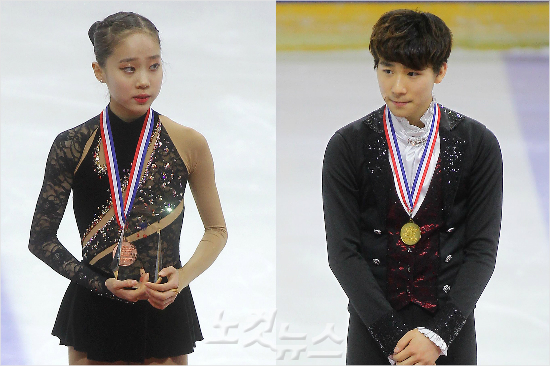 '김연아의그늘에서'김연아의소속사인올댓스포츠에서한솥밥을먹게된남녀피겨유망주이준형(오른쪽)과안소현.(자료사진=박종민기자)