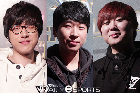 재재재경기에 돌입한 박성균-윤용태-허영무(왼쪽부터).