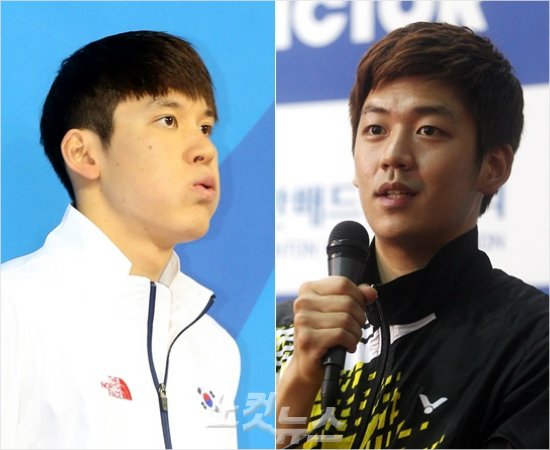 '태환아,절대포기하지마라'수영스타박태환(왼쪽)이금지약물투약으로선수생명에최대위기를맞은가운데지난해도핑규정위반으로징계를받았다가감경된배드민턴이용대(오른쪽)의사례가주목받고있다.(자료사진=박종민,윤성호기자)