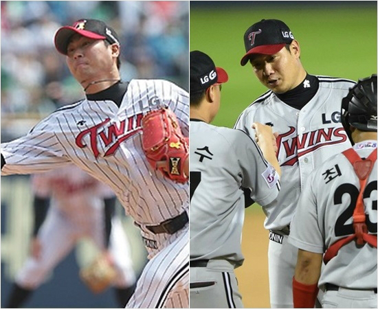 29일LG와각각3억과2억3000만원에올해연봉계약을맺은사이드암우규민(왼쪽)과우완류제국.(자료사진=LG트윈스)