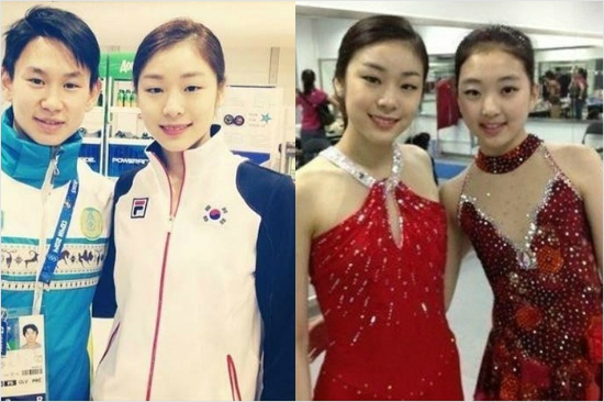 '우상김연아의나라에서열리는대회라니'이번대회에는독립운동가민긍호선생의후손데니스텐(왼쪽)과중국의희망리지준(오른쪽)등만만치않은경쟁자들이나선다.사진은이들이김연아와기념사진을찍은모습.(자료사진=해당선수SNS)