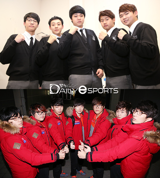 1라운드 전승을 노리는 GE 타이거즈(위)와 2위를 위한 승리를 노리는 SK텔레콤.