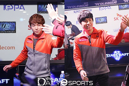 SK텔레콤 T1 저그 박령우(왼쪽)와 어윤수.