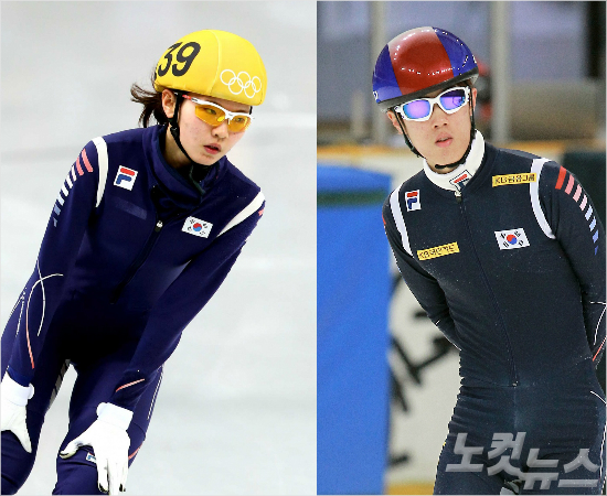 14일(한국시각)ISU쇼트트랙월드컵6차대회1000m에서나란히동메달을수확한심석희(왼쪽)와신다운.(자료사진=대한체육회,황진환기자)