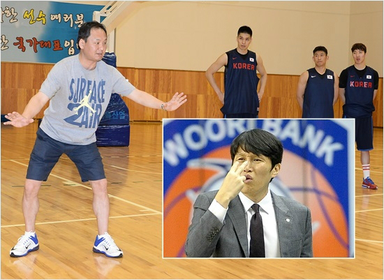 '저모습도두눈에똑똑히담겠습니다'유재학감독은인천아시안게임을대비한국가대표훈련에서도위성우감독이여자에이어남자선수들의훈련까지꼼꼼히점검한데대해혀를내둘렀다.(자료사진=KBL,WKBL)