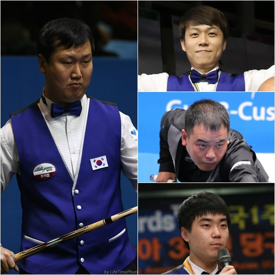'김경률이없었다면가능했을까'한국당구는김경률의2010년월드컵2회우승이후최성원,조재호등도월드컵을제패하는등신흥강호로거듭났다.최근에는김행직(왼쪽부터시계방향)이최연소아시아선수권우승을이루는쾌거도이뤘다.(자료사진=대한당구연맹)