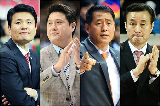 '누가정월대보름축배를들까'프로농구정규리그최종일은5일2~5위순위를놓고치열한경쟁을펼칠동부김영만(왼쪽부터),SK문경은,오리온스추일승,LG김진감독.(자료사진=KBL)