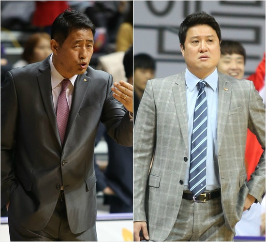 추일승오리온스감독(왼쪽)과문경은SK감독.(고양=KBL)