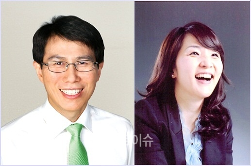 ▲(사진왼쪽부터)정영훈ㆍ김지수대변인.(사진제공=새정치민주연합경남도당)