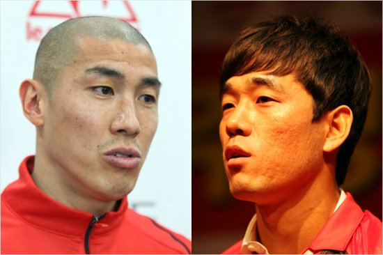 지난2013년FC서울유니폼을입고K리그에뒤늦게데뷔한차두리(왼쪽)는7년만에K리그로돌아오는박주영의빠른적응을돕겠다고자청하고나섰다.(자료사진=FC서울)