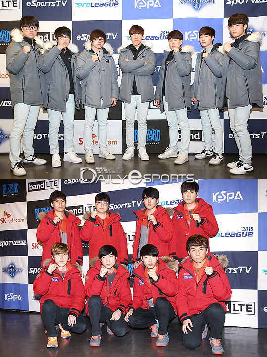 CJ 엔투스(위)와 SK텔레콤 T1.