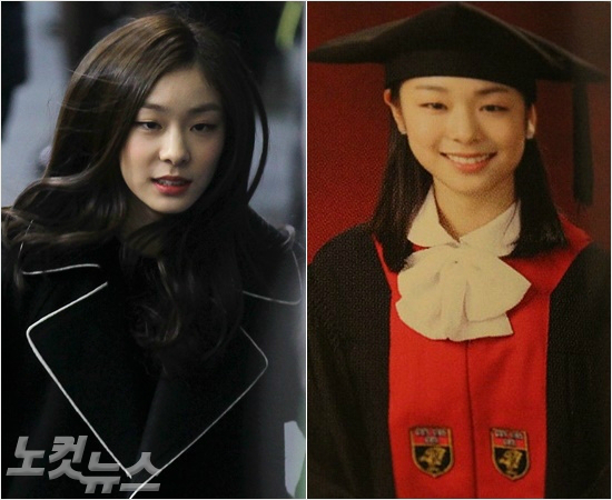 '난졸업뒤진로가확실해요'김연아는지난해소치올림픽출전대비훈련으로지난2013년고려대체육교육학과졸업식에불참해행사대신앨범에만졸업사진(오른쪽)이있다.이후고려대학원에진학한김연아는국내피겨선수권시상(왼쪽)과평창올림픽홍보대사활동등으로바쁜시간을보내고있다.(자료사진=박종민기자,고려대졸업앨범)