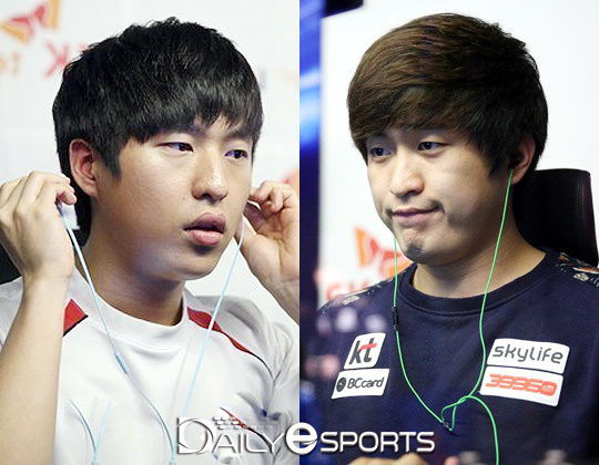 GSL 코드 A에서 만난 서성민(왼쪽)과 이영호.