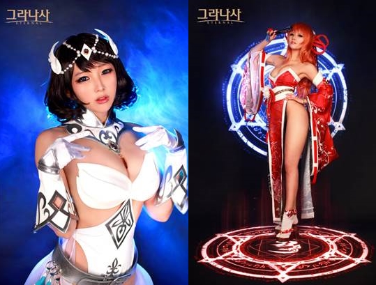 '에스트'를 코스프레한 '도레미' 이혜민(왼쪽)과 '카미'로 분한 '타샤' 오고은.