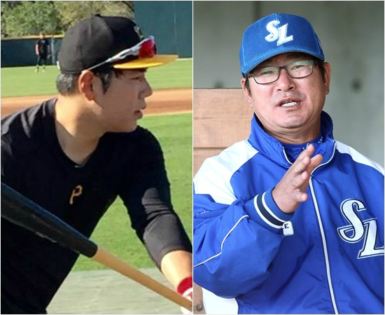 '정호야,방망이가중요하다'메이저리그시범경기에서최근잇따라장타를뿜어냈으나여전히1할대타율을보이고있는피츠버그강정호(왼쪽)와초반타격고전을예상한삼성류중일감독.(자료사진=피츠버그,삼성)