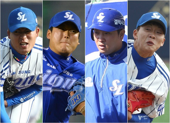 '천천히돌아와도된다'삼성의올시즌개막엔트리에서빠진심창민(왼쪽부터),김현우,채태인,정인욱.(자료사진=삼성라이온즈)