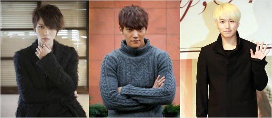왼쪽부터제이와이제이(JYJ)김재중,배우최진혁,슈퍼주니어성민.(씨제스엔터테인먼트제공,자료사진)
