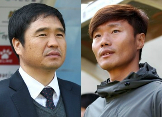 조진호대전감독(왼쪽)과남기일광주감독은올시즌K리그클래식에서'생존'이라는공통적인목표를위해싸우고있다.(자료사진=한국프로축구연맹)