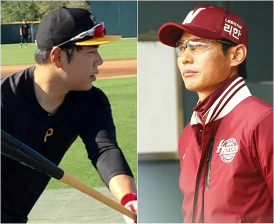 '정호야,조금만더견뎌라'좀처럼출전기회를잡지못하고있는옛제자피츠버그강정호(왼쪽)에대해애정어린조언을건넨넥센염경엽감독.(자료사진=피츠버그,넥센)