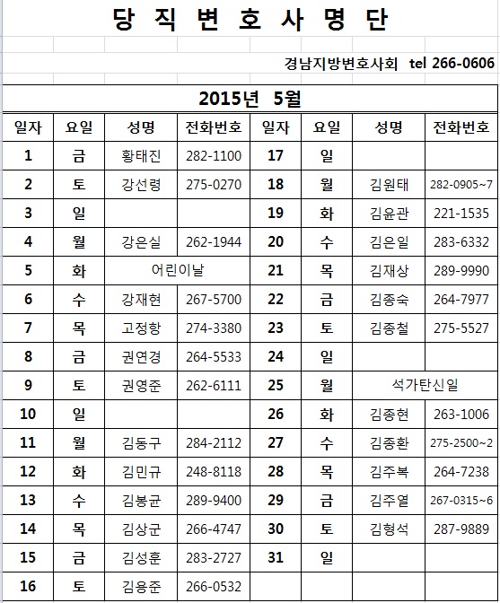 ▲5월당직변호사명단