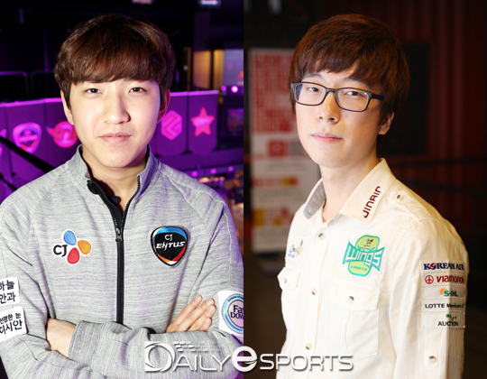프로리그 2라운드 결승전에서 선봉으로 나설 CJ 김준호와 진에어 김도욱.