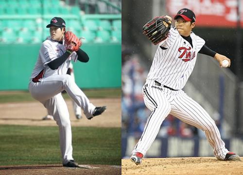 ▲4월마지막주중3연전에서선발로등판하는KT정대현(사진좌)과LG임지섭(사진우).사진│KT위즈,LG트윈스