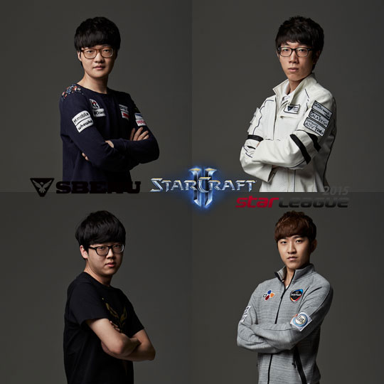 스베누 스타2 스타리그 16강 D조에서 경기를 치르는 김대엽(왼쪽 위), 백동준, 김준호, 원이삭(시계 방향으로).