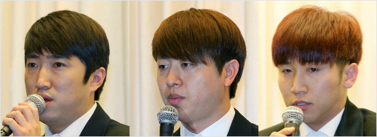 (왼쪽부터)개그트리오옹달샘멤버장동민,유상무,유세윤.(사진=박종민기자)