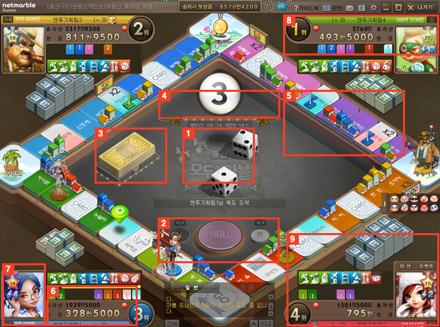 모두의 마블 게임 화면.