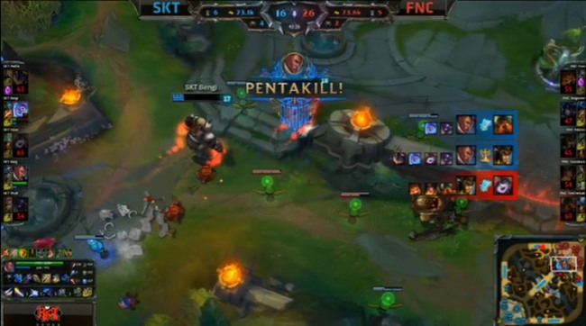 SK텔레콤 T1 배준식이 펜타킬을 기록하는 장면.(사진=LoL e스포츠 피디아 트위터 발췌)