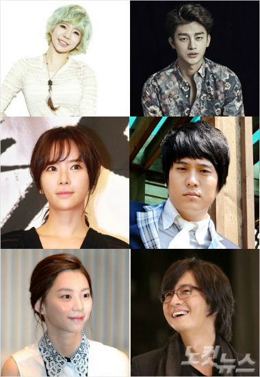 위쪽부터소녀시대써니-가수겸배우서인국,배우황정음-가수김용준,배우박수진-배용준.(자료사진)