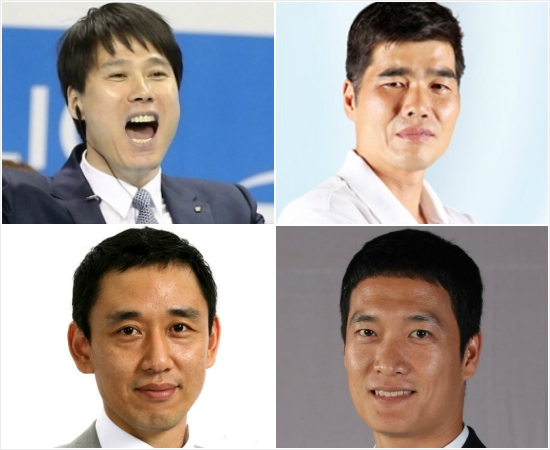 30~40대사령탑LIG손해보험강성형감독(왼쪽위부터시계방향,나이순),삼성화재임도헌감독,우리카드김상우감독,현대캐피탈최태웅감독.(자료사진=각구단)