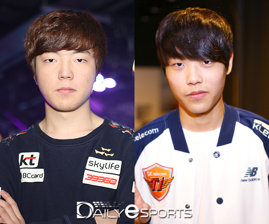 KT 롤스터 이승현(왼쪽)과 SK텔레콤 T1 조중혁.