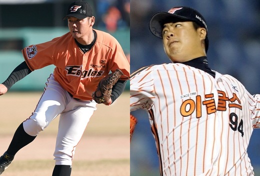 ▲한때야구를접을뻔했으나,다시그라운드로돌아와제몫을다하는송창식(사진좌)과김기현(사진우).사진│한화이글스