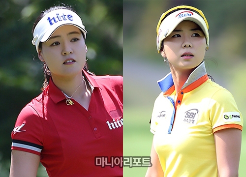 ▲전인지(왼쪽)와허윤경.사진