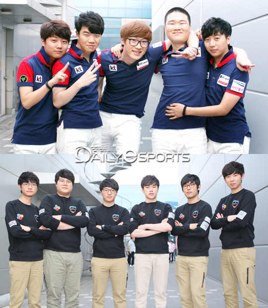 KT 롤스터(위)와 CJ 엔투스.