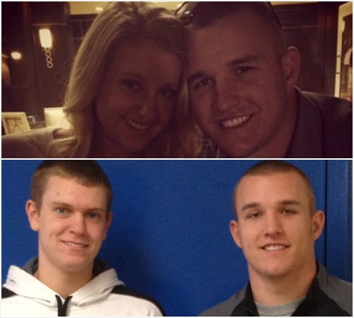 마이크트라웃과여자친구제시카콕스(위),그리고트라웃과여자친구의동생애런콕스.(자료사진=마이크트라웃트위터/메이저리그홈페이지)