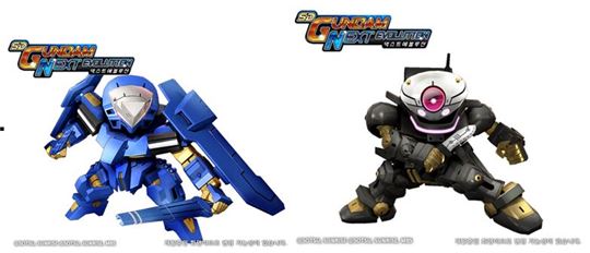 건담 시리즈의 최신작 '건담 G의 레콘기스타'에 출현하는 유닛 몬테로(좌)와 그리모어(우)