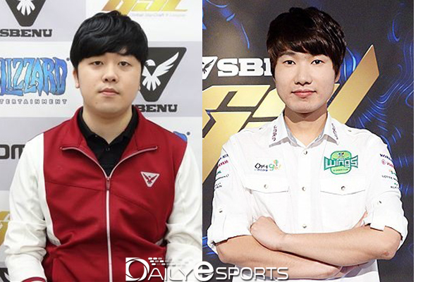 KeSPA컵 시드결정전을 치르는 스베누 이원표(왼쪽)와 진에어 그린윙스 김유진.