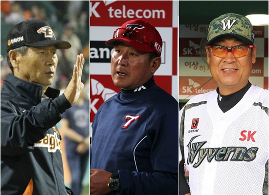 '5위는우리게아닌가싶어요'치열한5위경쟁을벌이고있는한화김성근(왼쪽부터),KIA김기태,SK김용희감독.(자료사진)