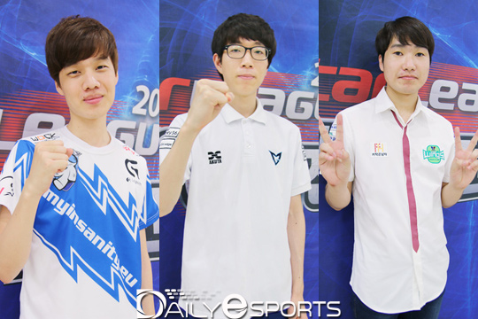 mYi 정윤종, 삼성 갤럭시 백동준, 진에어 그린윙스 김유진(왼쪽부터).