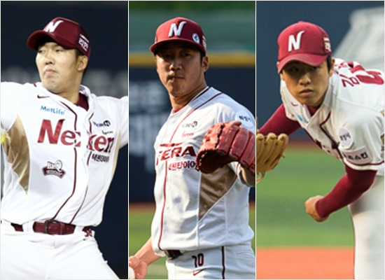 '누가염갈량의동남풍이될것인가'1일과2일삼성과홈경기선발등판하는좌완금민철(왼쪽부터)과우완문성현,올시즌선발한축을맡고있는신예김택형.(자료사진=넥센)