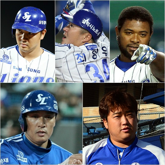 '다른팀이면클린업2개나오겠네'7월이후삼성중심타선을이룰채태인-최형우-나바로-박석민-이승엽.(왼쪽위부터시계방향,자료사진)