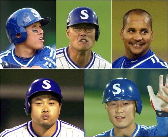 '정말ㅎㄷㄷ했군'2002년삼성의최강중심타선을이뤘던이승엽(왼쪽위부터시계방향),마해영,브리또,김한수,양준혁.(자료사진=삼성)