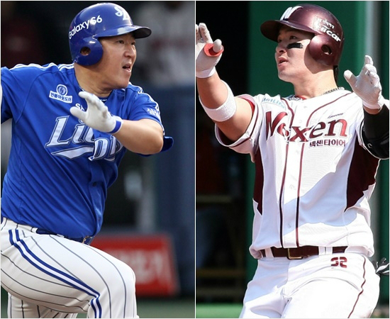 '잘할때도있고,못할때도있는법'삼성과넥센의4번타자최형우(왼쪽)와박병호는1,2일맞대결에서희비가교차했다.1일에는박병호가,2일에는최형우가승부처에서침묵하며승패도엇갈렸다.(자료사진=삼성,넥센)
