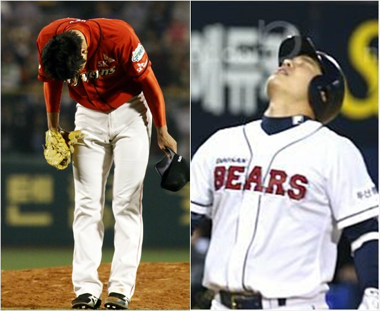 '사과안하면후회한다'SK김광현이경기전심판에게인사를하는모습(왼쪽)과최근선수에게공을던진것을사후실토해징계를받았던두산민병헌.(자료사진=SK,두산)