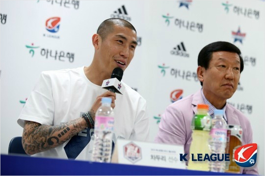 "마지막K리그올스타전인데이겨야죠"올시즌을끝으로현역에서은퇴하는차두리는선수로서마지막이될이번올스타전에서반드시승리하겠다는남다른각오를선보였다.(자료사진=한국프로축구연맹)