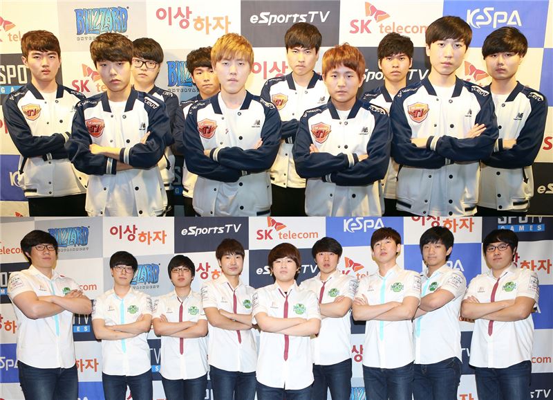 SK텔레콤 T1(위)와 진에어 그린윙스가 4라운드 2주차에서 정면 승부를 펼친다.