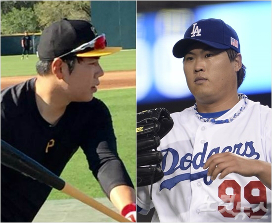 '현진아,네아쉬움풀어줄까'피츠버그강정호(왼쪽)는2013년동갑내기류현진(LA다저스)도이루지못한올해의신인을향해순항을이어가고있다.(자료사진=피츠버그홈페이지,노컷뉴스)