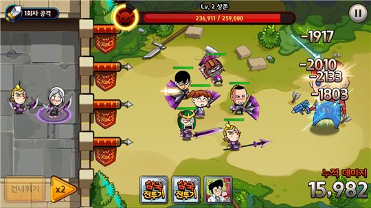 한 군단이 싸우는 동안 나머지 군단은 활로 지원 사격을 한다